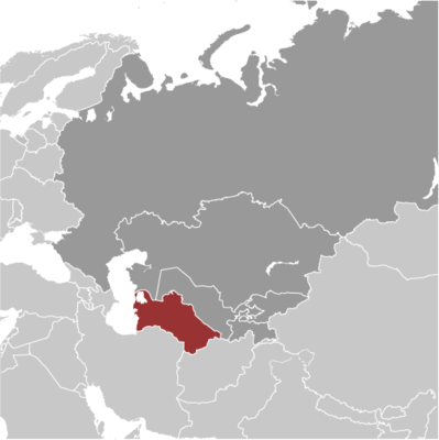 Map showing the location of Turkmenistan