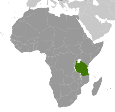 Map showing the location of Tanzania (United Republic of Tanzania)