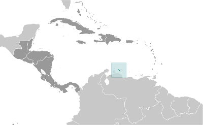 Map showing the location of Curacao
