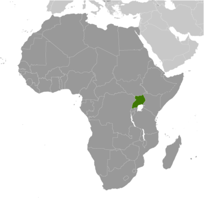 Map showing the location of Uganda