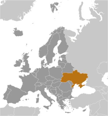 Map showing the location of Ukraine