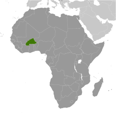 Map showing the location of Burkina Faso