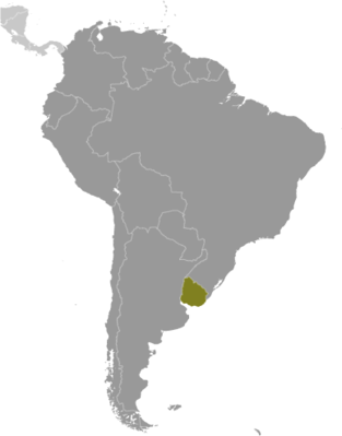 Map showing the location of Uruguay