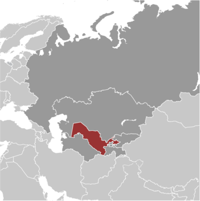 Map showing the location of Uzbekistan