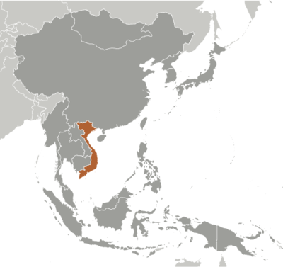 Map showing the location of Vietnam