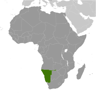 Map showing the location of Namibia