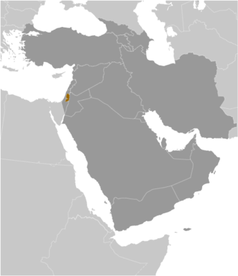 Map showing the location of West Bank administered by Israel