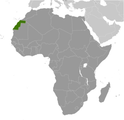 Map showing the location of Western Sahara