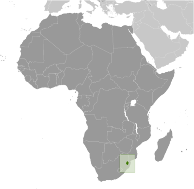 Map showing the location of Eswatini