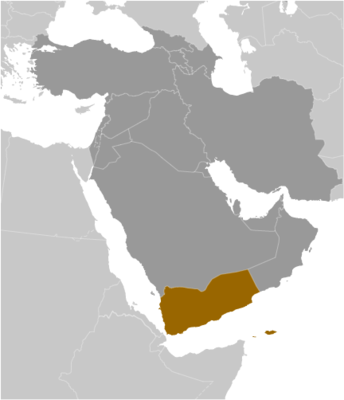 Map showing the location of Yemen (Republic of Yemen)