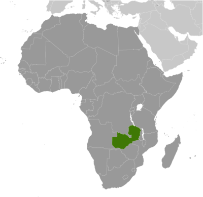 Map showing the location of Zambia
