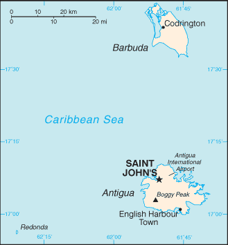 Regional map of Antigua and Barbuda