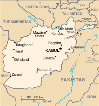 Regional map of Afghanistan