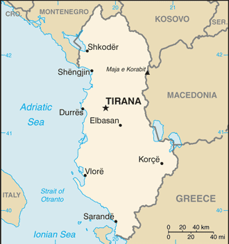 Regional map of Albania