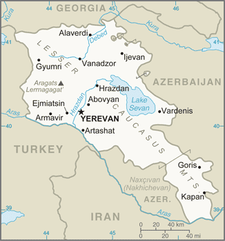 Regional map of Armenia