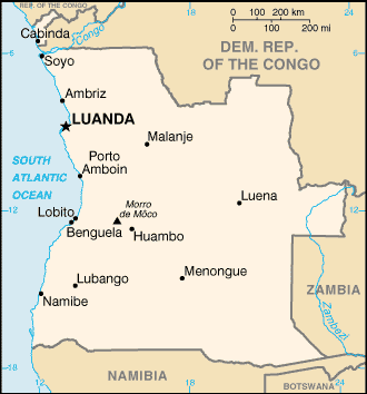 Regional map of Angola