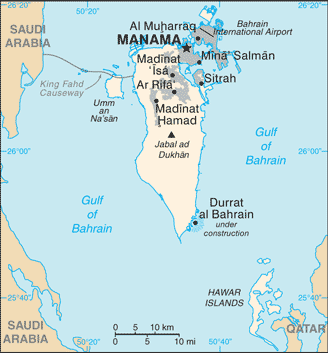 Regional map of Bahrain