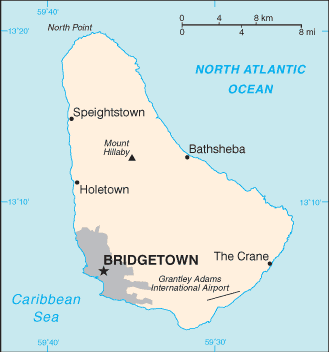 Regional map of Barbados