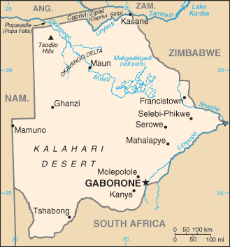Regional map of Botswana