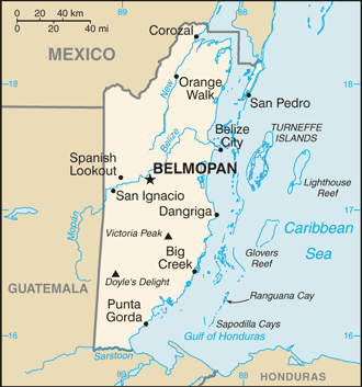 Regional map of Belize