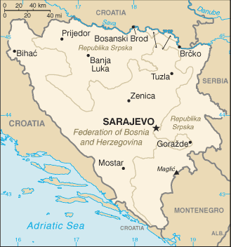 Regional map of Bosnia and Herzegovina