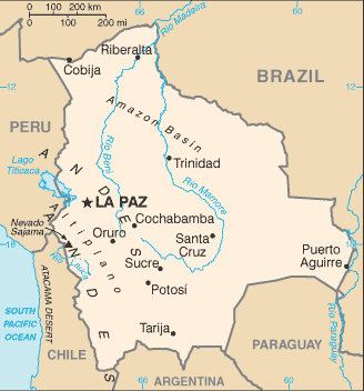 Regional map of Bolivia