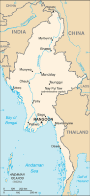 Regional map of Burma (Myanmar)