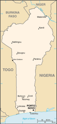 Regional map of Benin