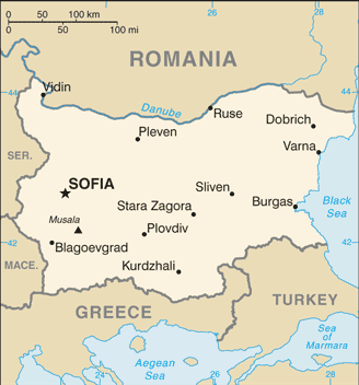 Regional map of Bulgaria