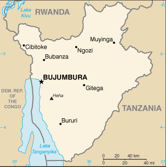 Regional map of Burundi