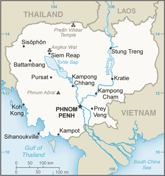 Regional map of Cambodia