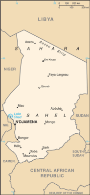 Regional map of Chad