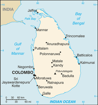 Regional map of Sri Lanka
