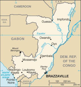 Regional map of Congo, Republic of the Congo