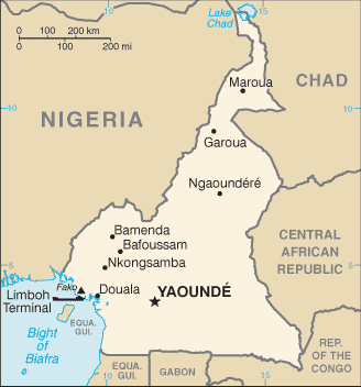 Regional map of Cameroon