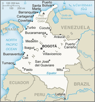 Regional map of Colombia