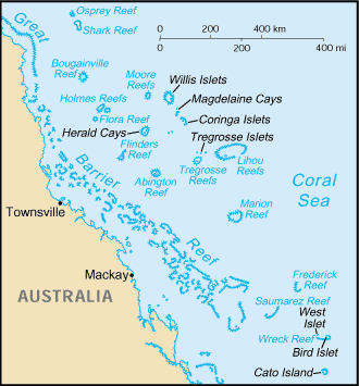 Regional map of Coral Sea Islands
