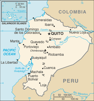 Regional map of Ecuador