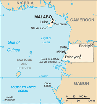 Regional map of Equatorial Guinea