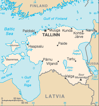 Regional map of Estonia