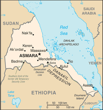 Regional map of Eritrea