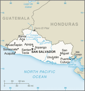 Regional map of El Salvador