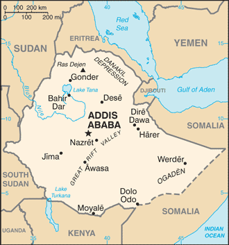 Regional map of Ethiopia