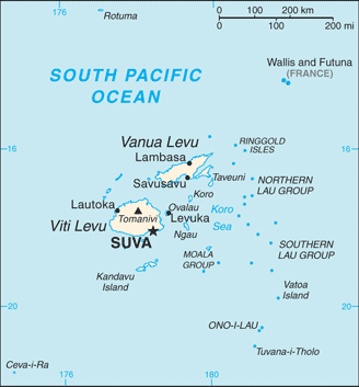 Regional map of Fiji