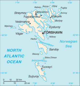 Regional map of Faroe Islands