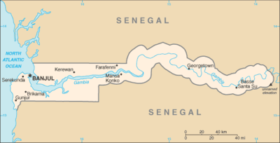 Regional map of The Gambia
