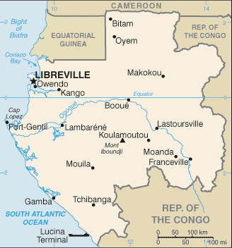 Regional map of Gabon