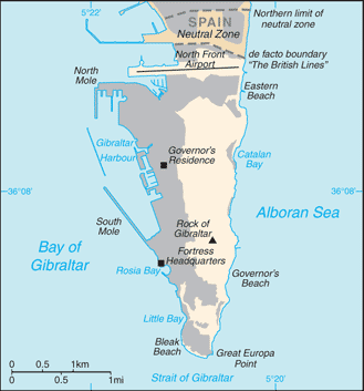 Regional map of Gibraltar