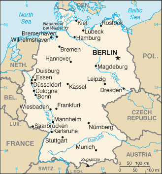 Regional map of Germany (Federal Republic of Germany)