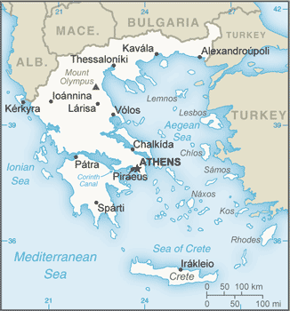 Regional map of Greece